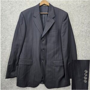 Italian Sport Coat Mens 39 Long Small Navy Pinstripe Super 120s JONATHAN MATHEWS